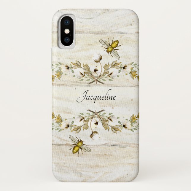 Hölzernes Bienen-Aquarell der Case-Mate iPhone Hülle (Rückseite)