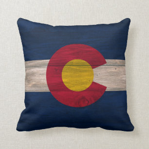 Hölzernes Colorado-Flaggenquadratkissen Kissen