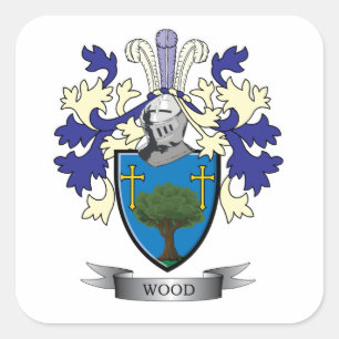 Hölzernes Familienwappen-Wappen Quadratischer Aufkleber