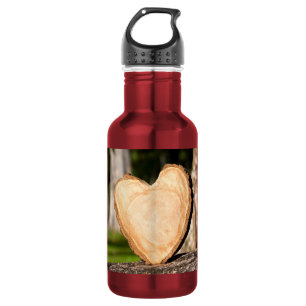 hölzernes Herz Edelstahlflasche