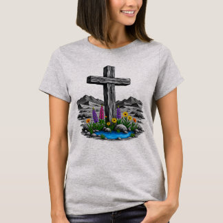 Holzernes Kreuz im lebendigen Wasser der Wüste T-Shirt