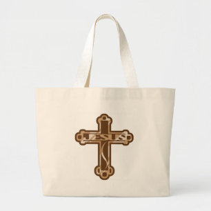 Hölzernes Kreuz Jesuss Jumbo Stoffbeutel