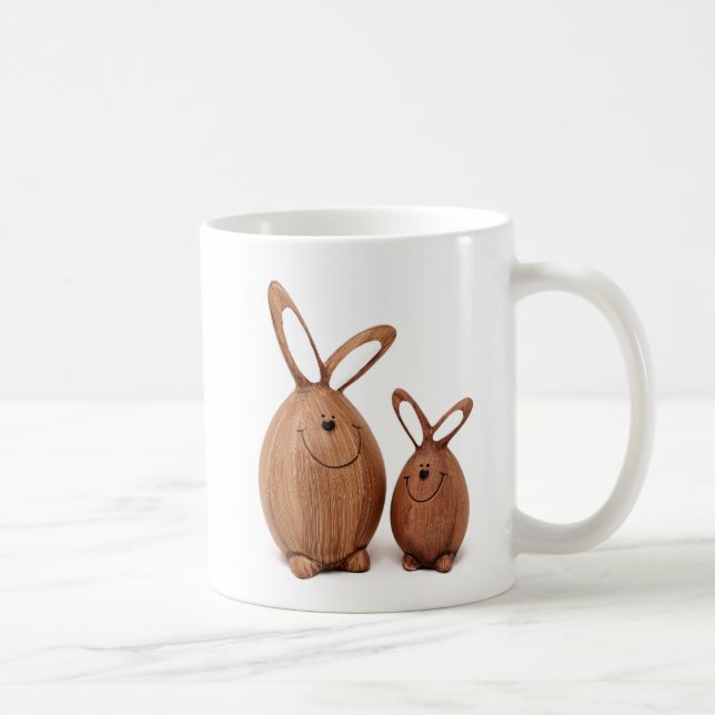 Hölzernes niedliches Osterkaninchen Kaffeetasse (Rechts)