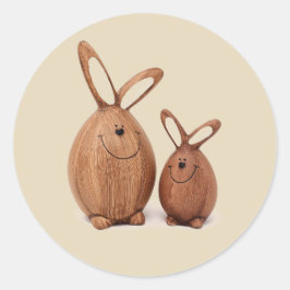 Hölzernes niedliches Osterkaninchen Runder Aufkleber