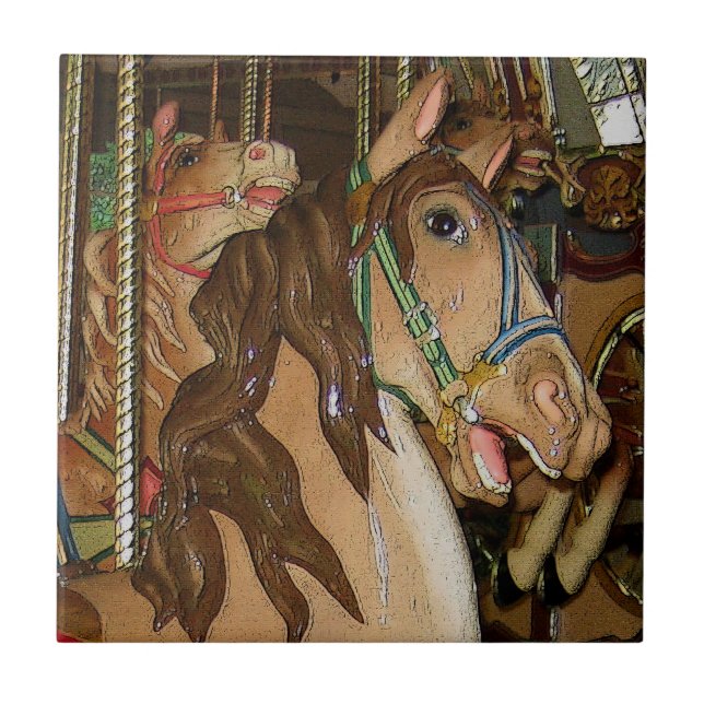 Hölzernes Pferd Fliese (Vorderseite)