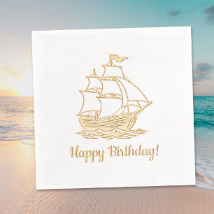 Hölzernes Segelschiff Galleon Meer Geburtstag Servietten Mit Folie