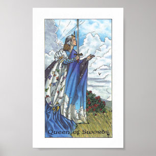 Hölzernes Tarot Robins - Königin der Schwerter Poster