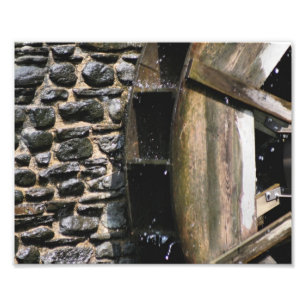 Hölzernes Wasserrad 10x8 Fotodruck