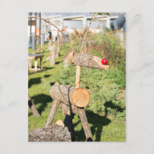 Hölzernes Weihnachtsreh Feiertagspostkarte
