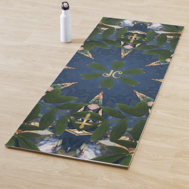 Holzes Gold Heiliges Kreuz, Grüner botanischer Bla Yogamatte (Beispiel)