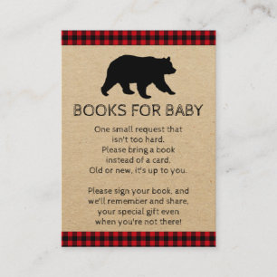Holzfäller-Bär-Bring-ein-Buch-Baby-Shower-Karten Begleitkarte