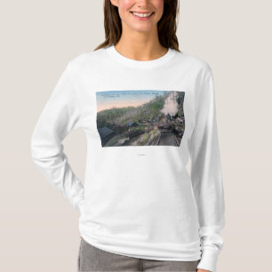 Holzfäller, die Klotz über Gulch durch Kabel T-Shirt