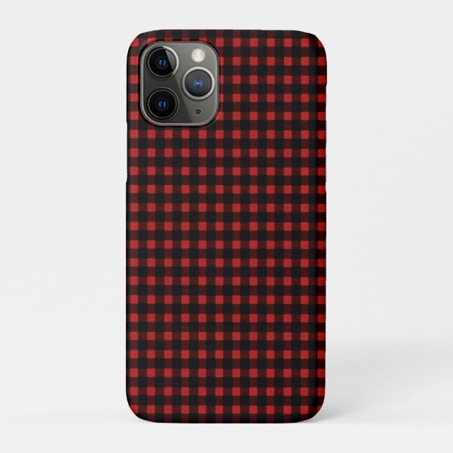Holzfäller-Druck-roter schwarzer Winter-Büffel Case-Mate iPhone Hülle (Rückseite)