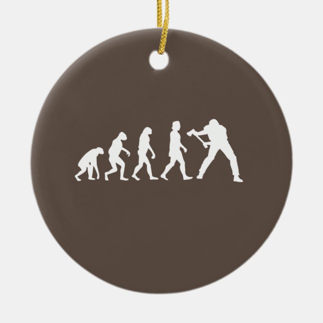Holzfäller-Evolution Keramik Ornament (Vorne)