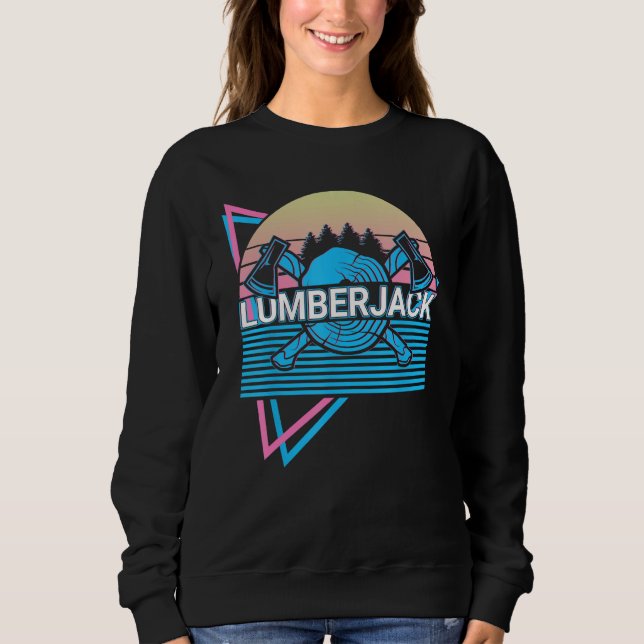 Holzfäller Holzarbeit Retro Sweatshirt (Vorderseite)