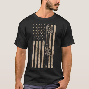 Holzfäller-Holzkunst Amerikanische Flagge USA Unab T-Shirt
