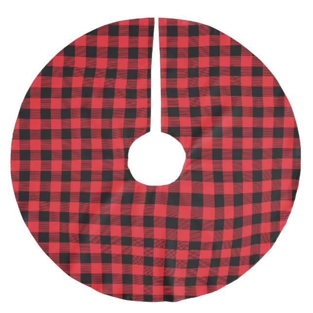 Holzfäller-Karo-Nahtlosmuster  Polyester Weihnachtsbaumdecke (Vorderseite)