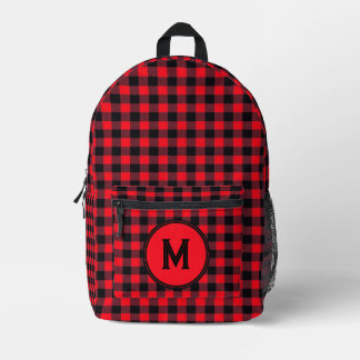 Holzfäller-Rot-Buffalo-Karo-Monogramm Bedruckter Rucksack