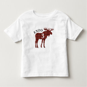 Holzfäller-rotes kariertes Elch-Geburtstags-Shirt Kleinkind T-shirt
