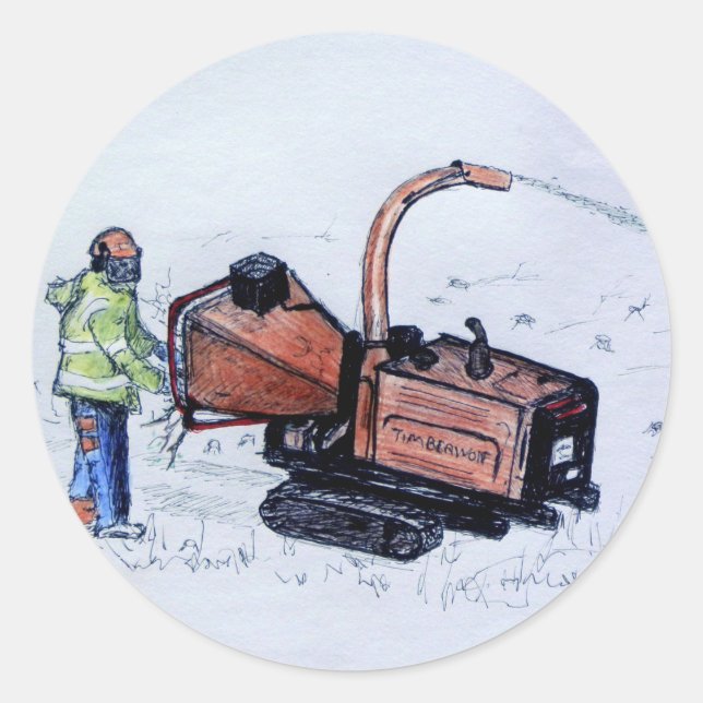 Holzfäller Runder Aufkleber (Vorderseite)