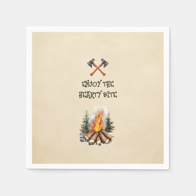 Holzfäller-Themenparty-Papierplatten, rustikale Ma Serviette (Vorderseite)
