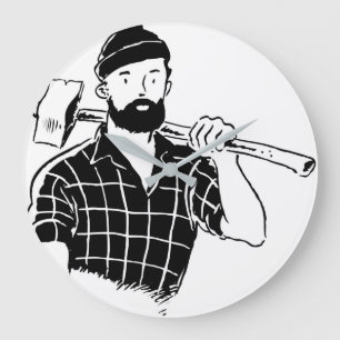 Holzfäller-Uhr Große Wanduhr
