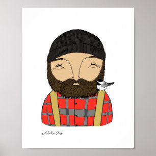 Holzfällerchickadee-Plakat-Waldkunst-Druck Poster