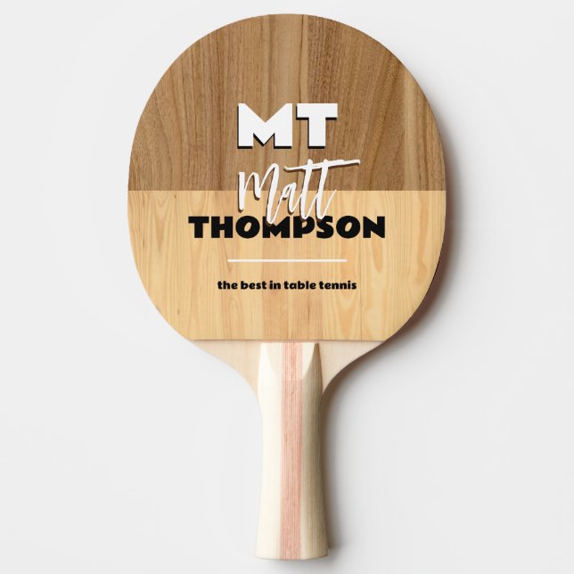 Holzfarbe Pong Paddel mit Name Tischtennis Schläger (Vorderseite)