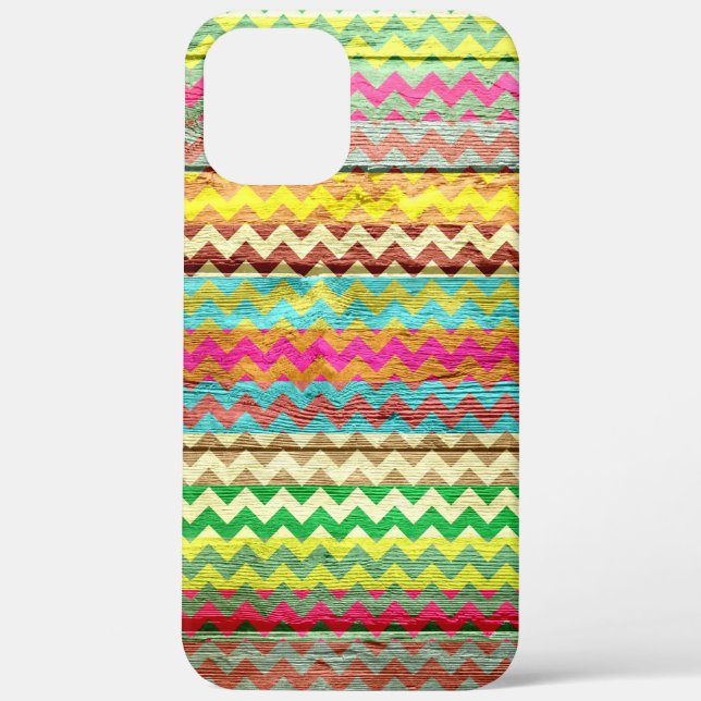 Holzfarbene Zickzack Streifen Case-Mate iPhone Hülle (Rückseite)