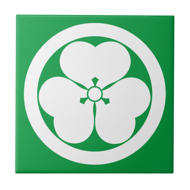 Holzfass in einer kreisförmigen Keramik Fliese (Vorderseite)