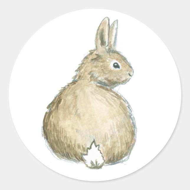 Holzflächen Wasserfarben Bunny Rabbit Stickers (Vorderseite)