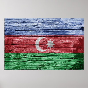 Holzflagge Aserbaidschans Poster