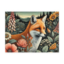 Holzfuchs Postkarte | Niedliche Forsttierkunst