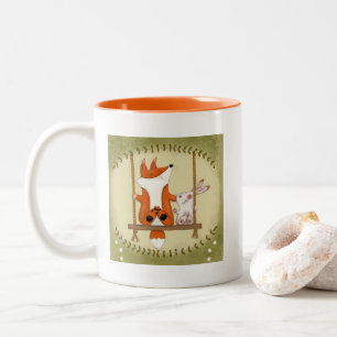 Holzfuchs und Sonnenschwung Zweifarbige Tasse