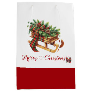 Holzgeschosse, grün und rot Kariert Mittlere Geschenktüte