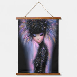 Holzgetöpte Tapete Kosmische Diva Stellar Glow Wandteppich Mit Holzrahmen