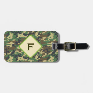 Holzgrüne Camouflage Custom Monogram V07 Gepäckanhänger