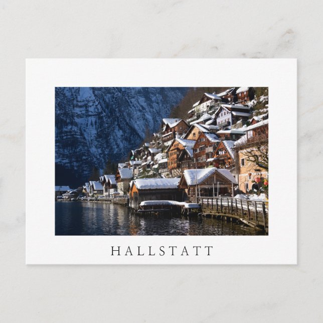 Holzhäuser am See in Hallstatt, Österreich Postkarte (Vorderseite)