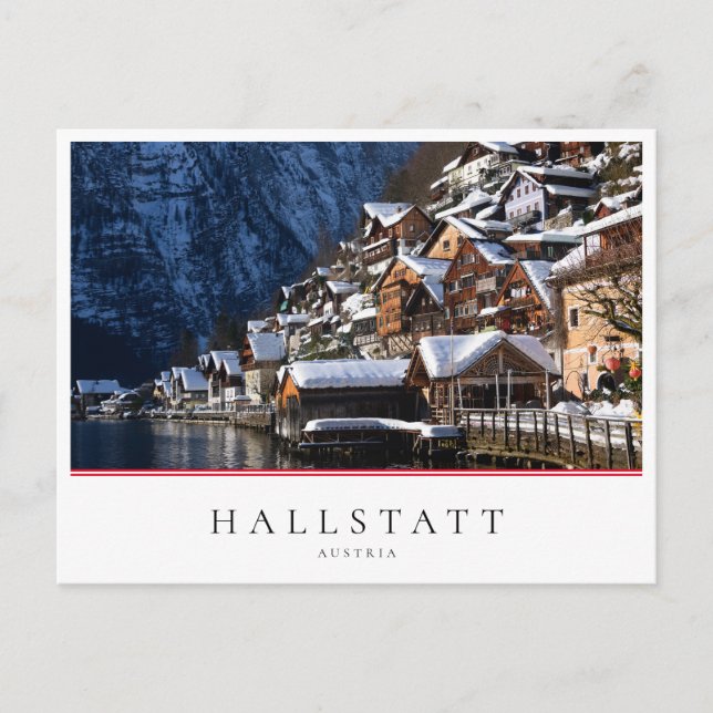 Holzhäuser am See in Hallstatt, Österreich Postkarte (Vorderseite)