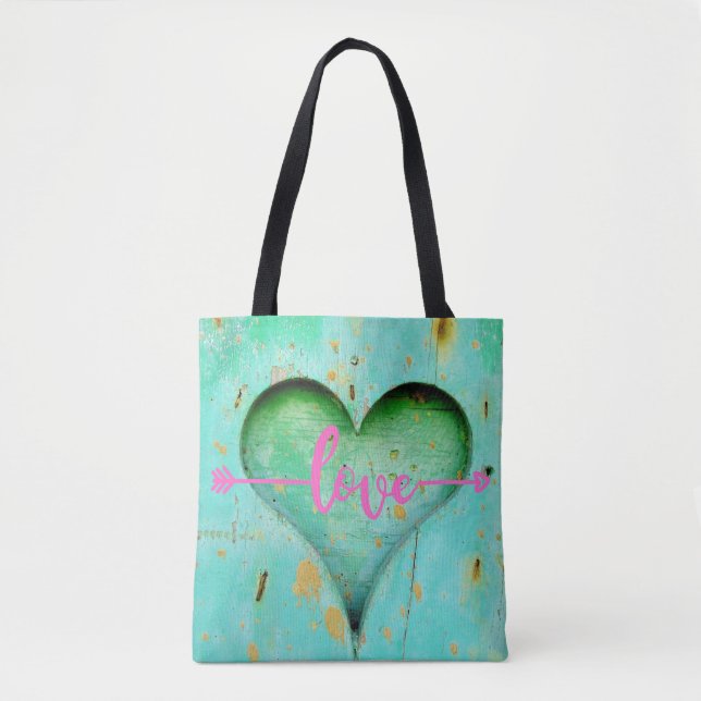 Holzherz mit Liebe Tasche (Vorderseite)