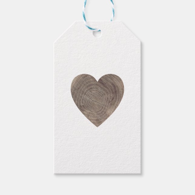 Holzherz rustikale Gastgeschenk Hochzeit Geschenkanhänger (Vorderseite)