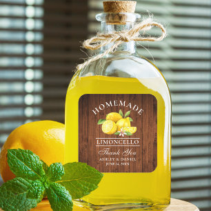 Holzhochzeit Dank Limoncello Zitronen Quadratischer Aufkleber