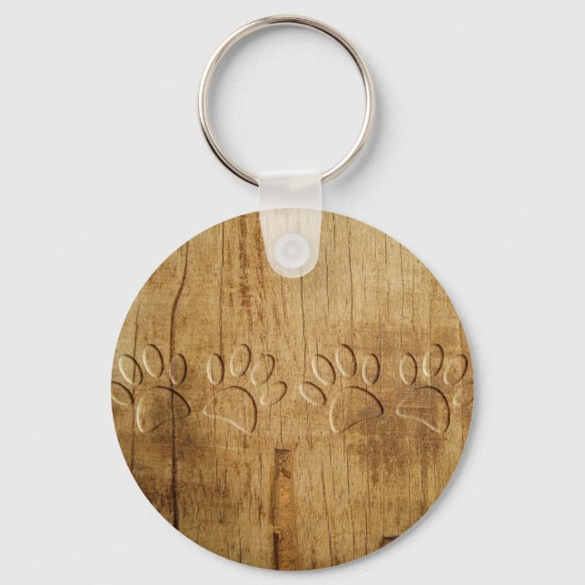 Holzhundpfoilgeflecht Print Schlüsselanhänger (Vorderseite)
