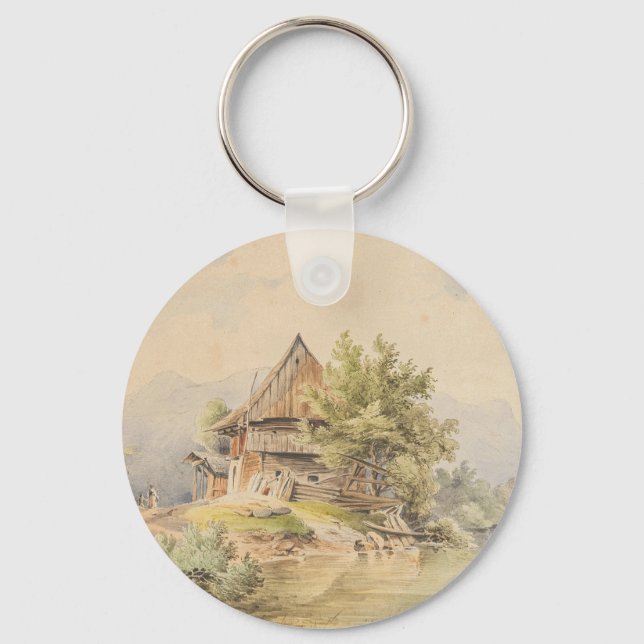 Holzhütte am See - Carl Lafite Schlüsselanhänger (Vorderseite)
