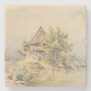 Holzhütte am See - Carl Lafite Steinuntersetzer