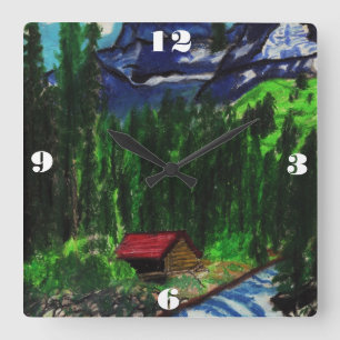 HOLZHÜTTE IM WALD Uhr