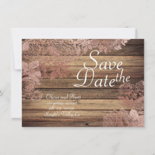 Holzige Rustikale Rosen-Spitze Hochzeit Save The D Date