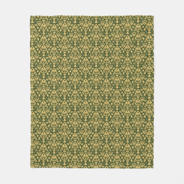 Holziger Blumen-Damaskus-Musterhintergrund Fleecedecke (Vorderseite)
