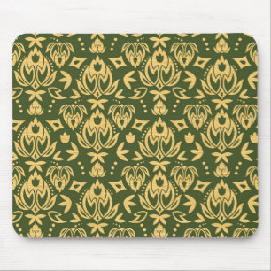 Holziger Blumen-Damaskus-Musterhintergrund Mousepad