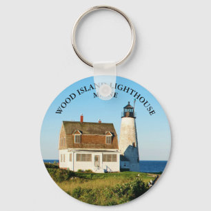 Holzinsel Leuchtturm, Maine Round Keyring Schlüsselanhänger